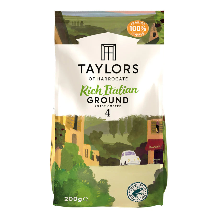 100% Arabica beans used in Taylors Rich Italian Ground Coffee.