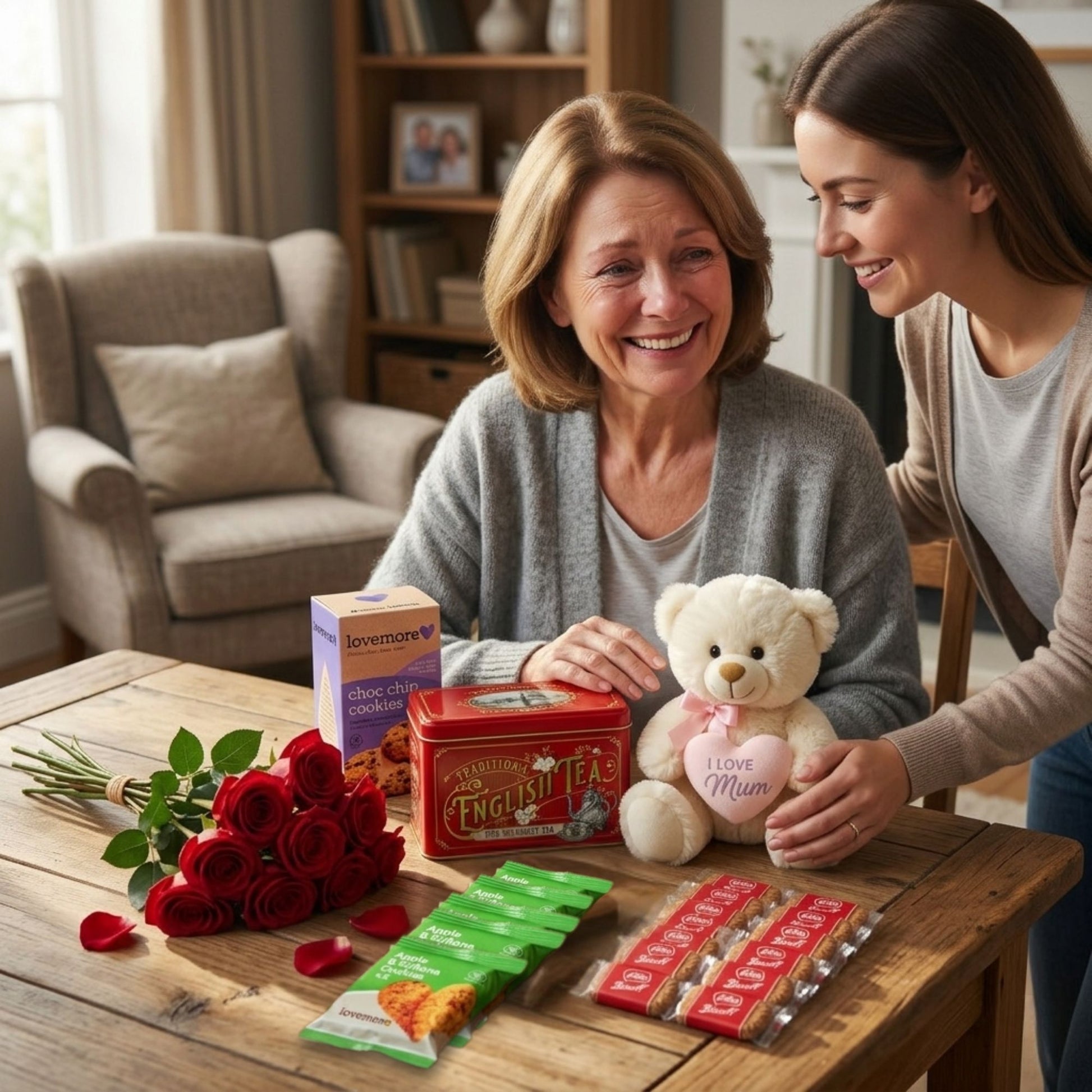 Soap rose bouquet with 12 pieces in gift hamper for Mum