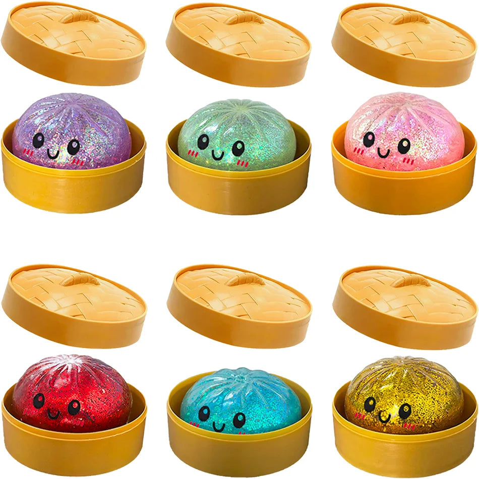 Giant dumpling squeeze toy lifestyle desk stress ball use