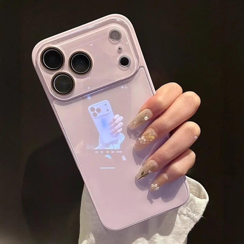 Luxury glass iPhone case pink rose red blue yellow candy colour