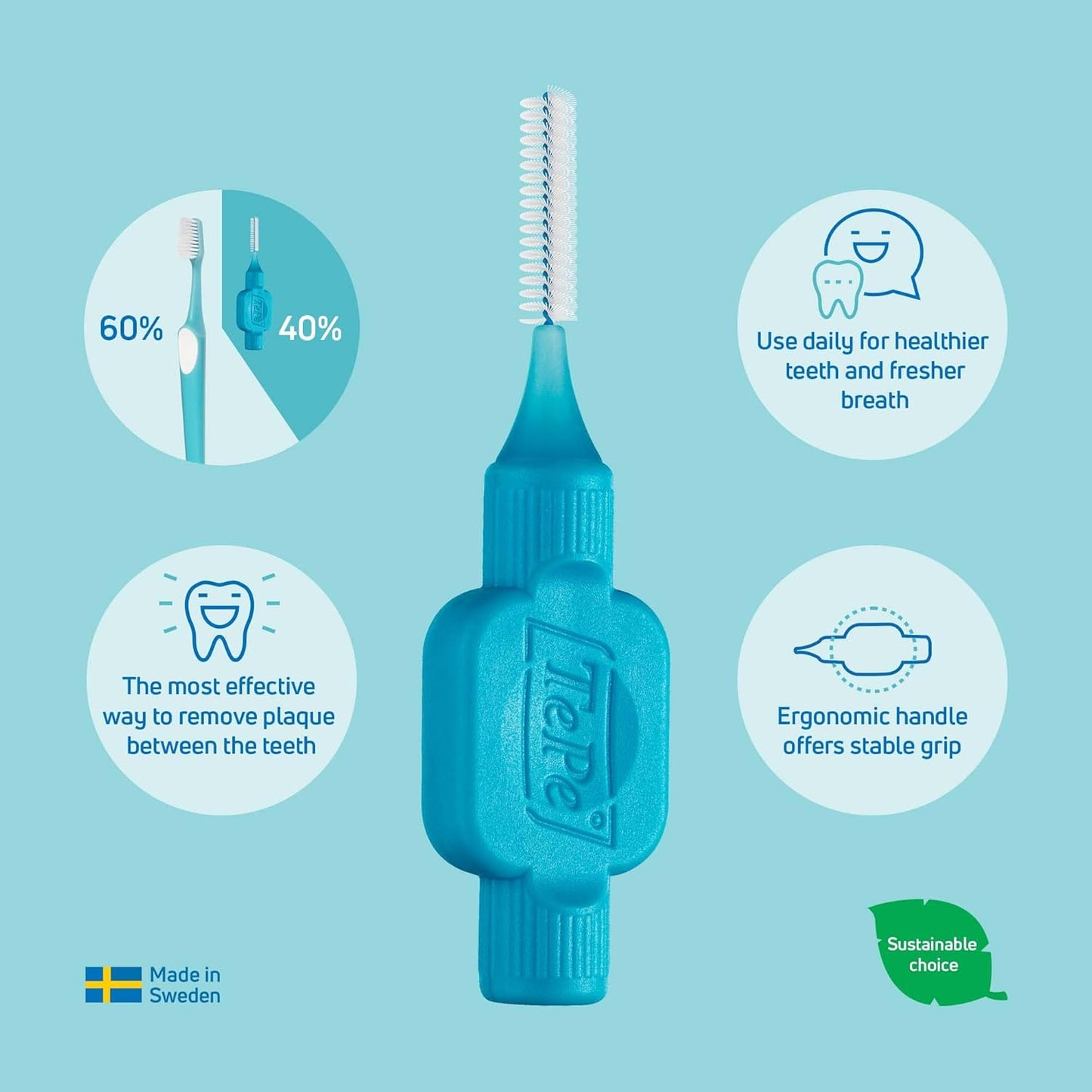 TePe Yellow 0.7mm Interdental Brush for plaque removal