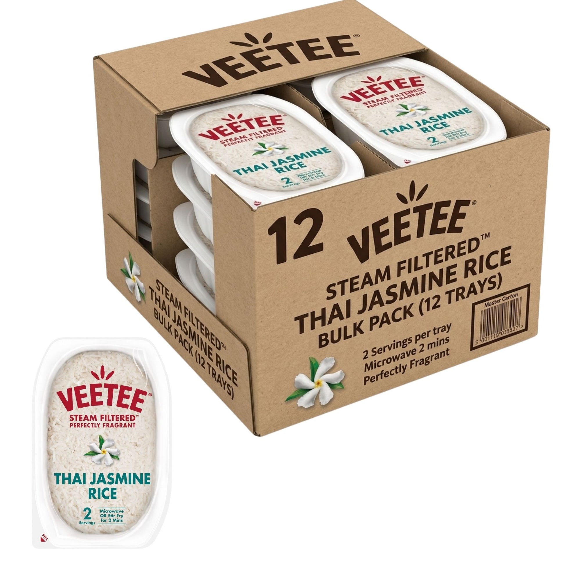 Veetee Thai jasmine rice steam filtered 2 servings pack