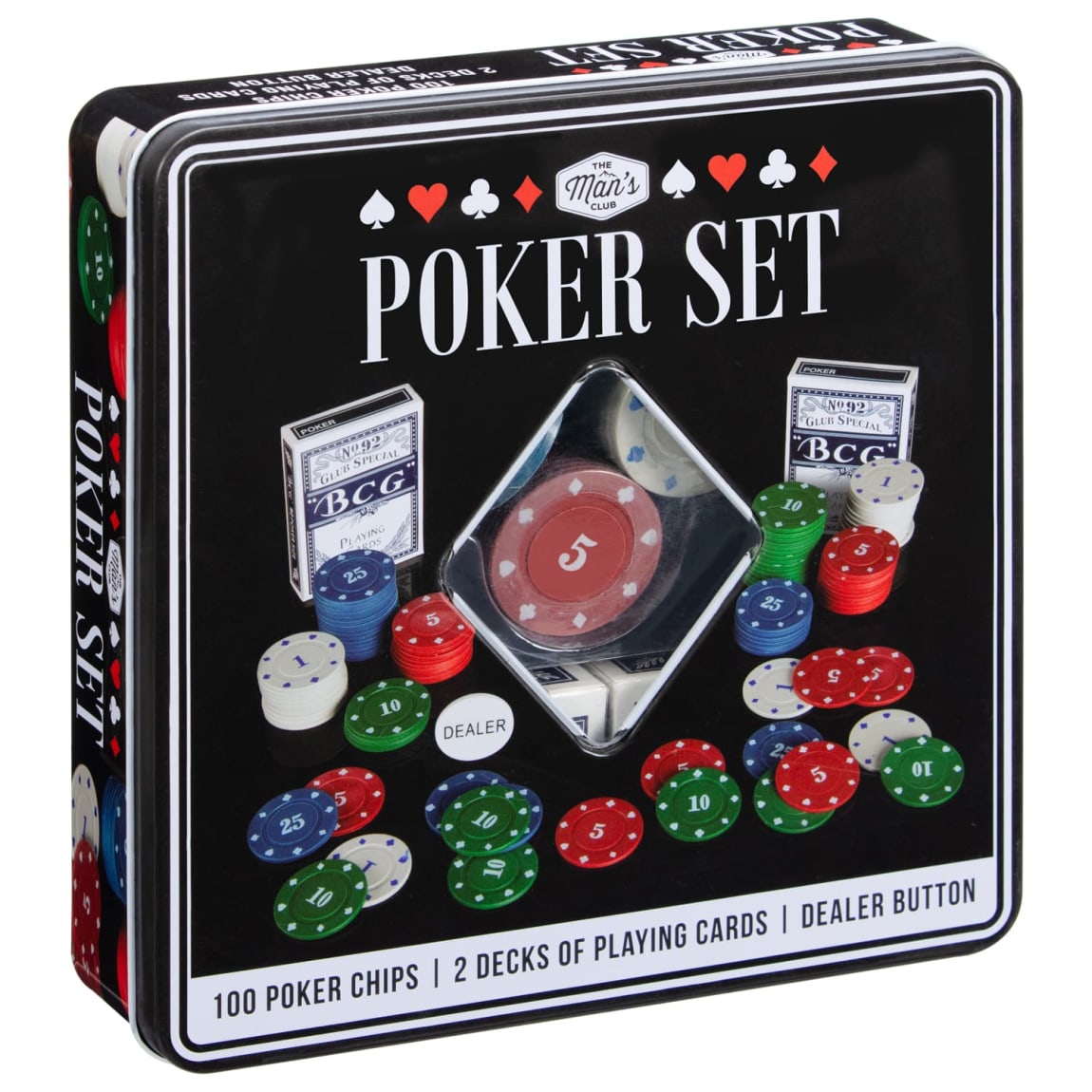 The Man's Club poker set with chips and cards