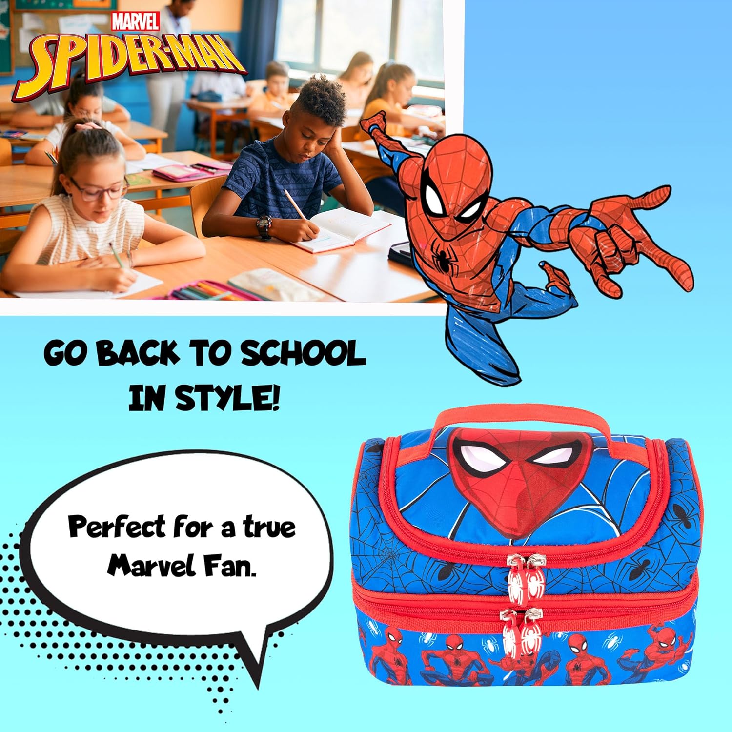 Thermal insulated lunch bag for packed meals and snacks