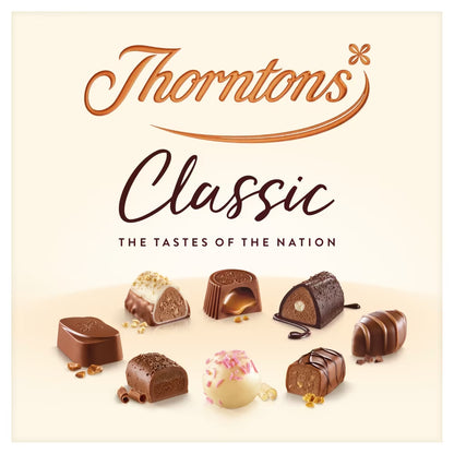 Assorted milk, dark and white Thorntons chocolates in gift box