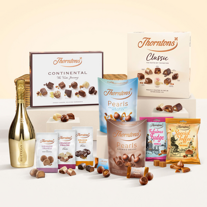 Party hamper selection featuring festive Thorntons treats