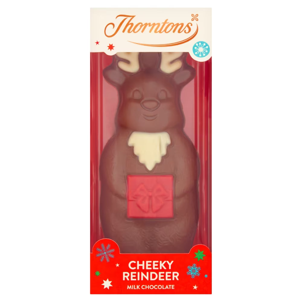 Hollow Thorntons milk chocolate reindeer with white decoration