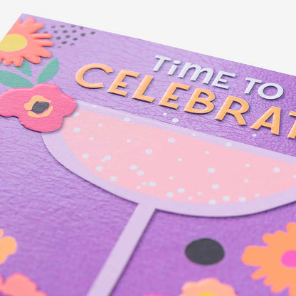 Time To Celebrate Glass General Card, a stylish celebration greeting card perfect for birthdays and special occasions, featured in top birthday card collections.