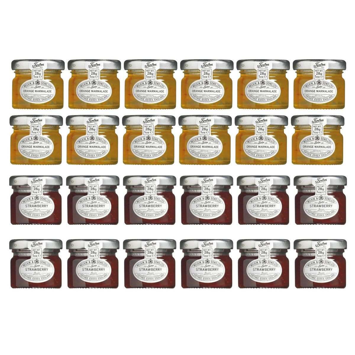 Tiptree Strawberry Jam and Orange Marmalade 24 x 28g