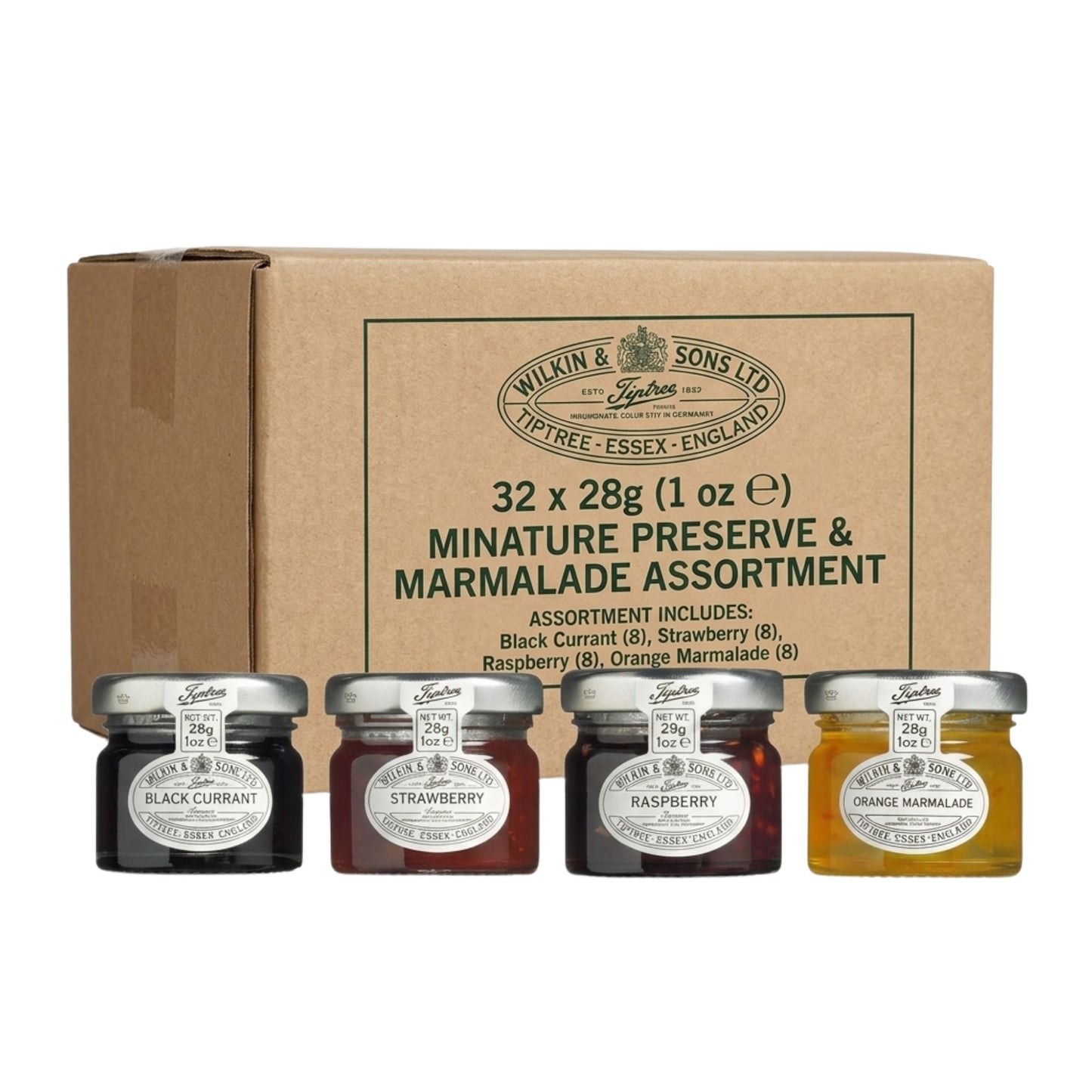 Tiptree assorted jam mini glass jars 28g pack of 32 portions