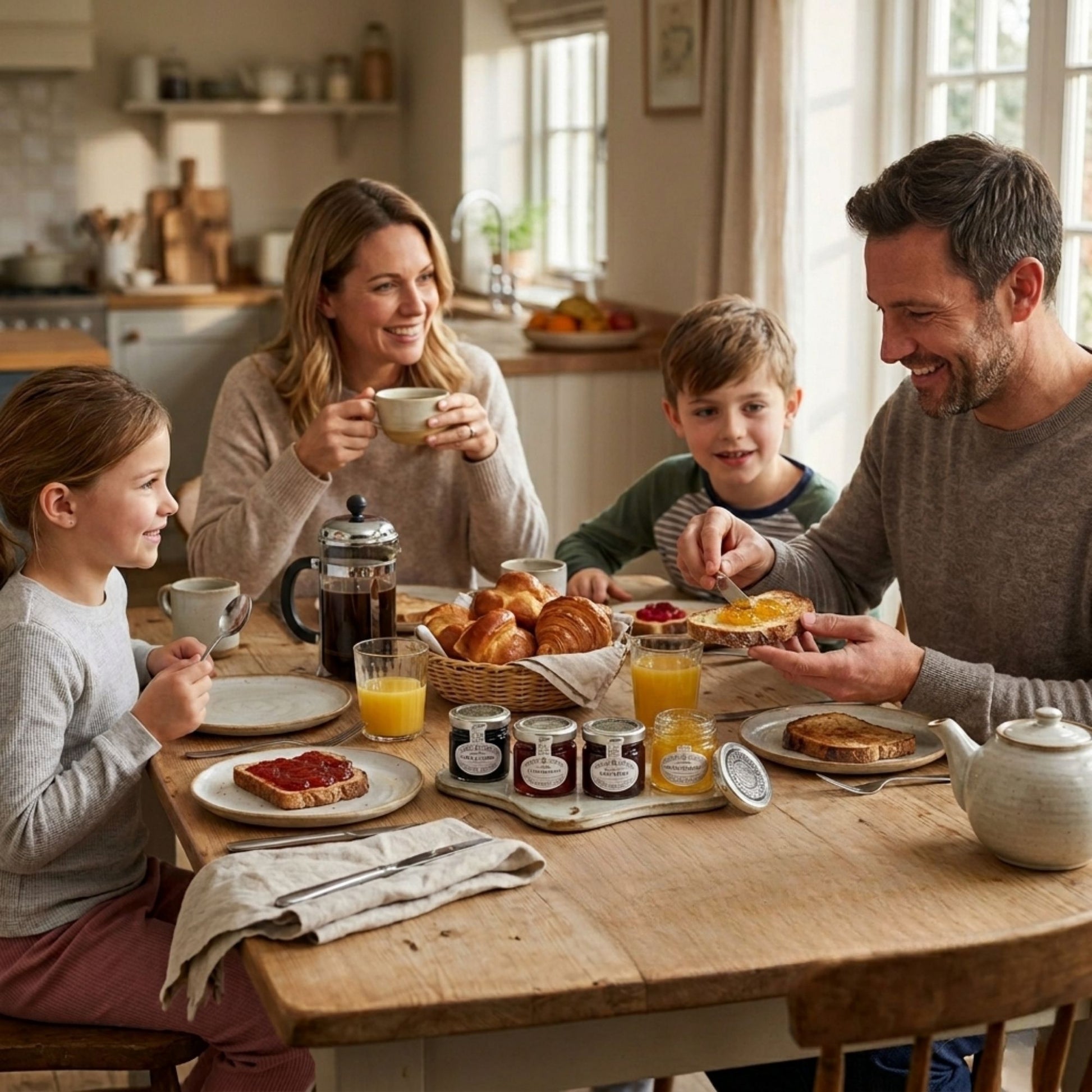 Luxury breakfast jams in small glass jars for elegant presentation