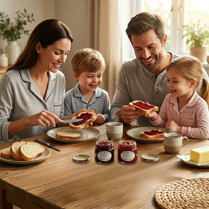 Strawberry and raspberry mini jam jars perfect for breakfast service