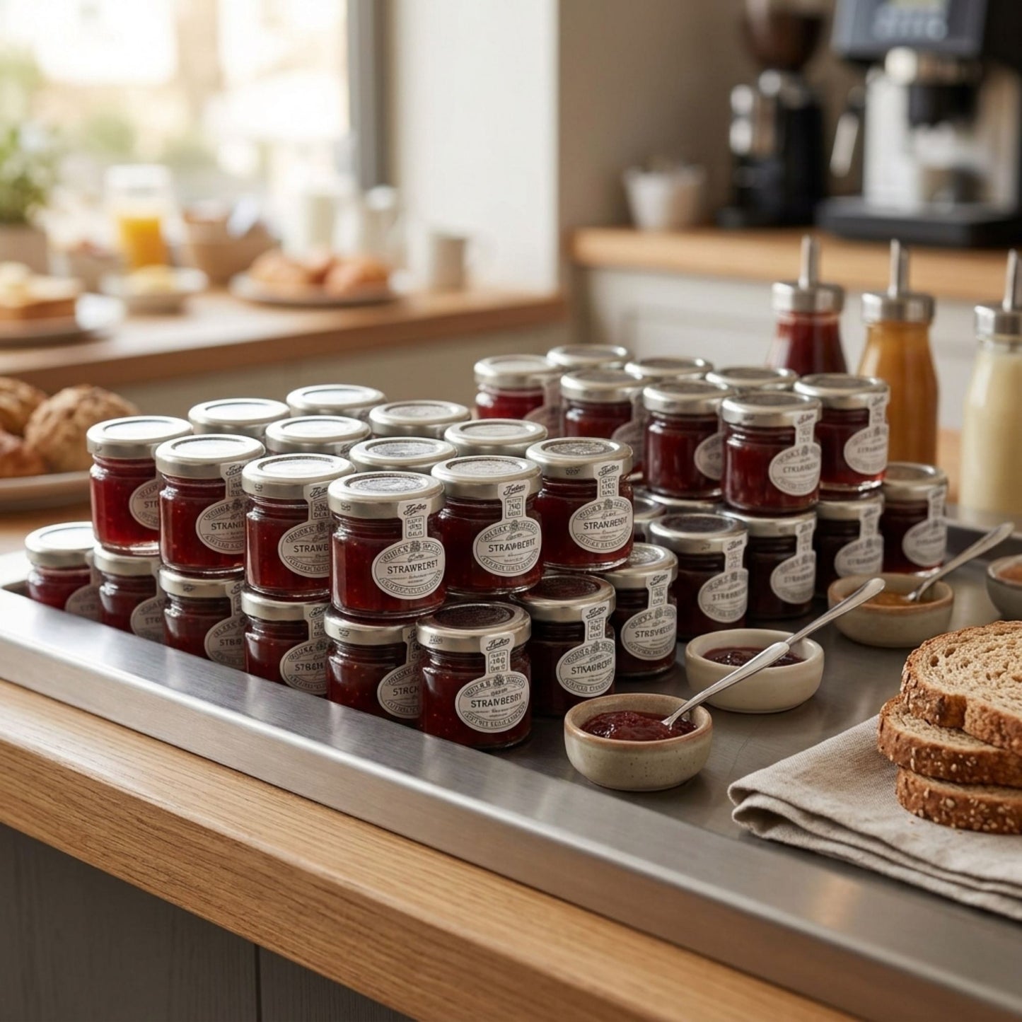 Vegan, Kosher, nut-free, coeliac-friendly mini jam jars