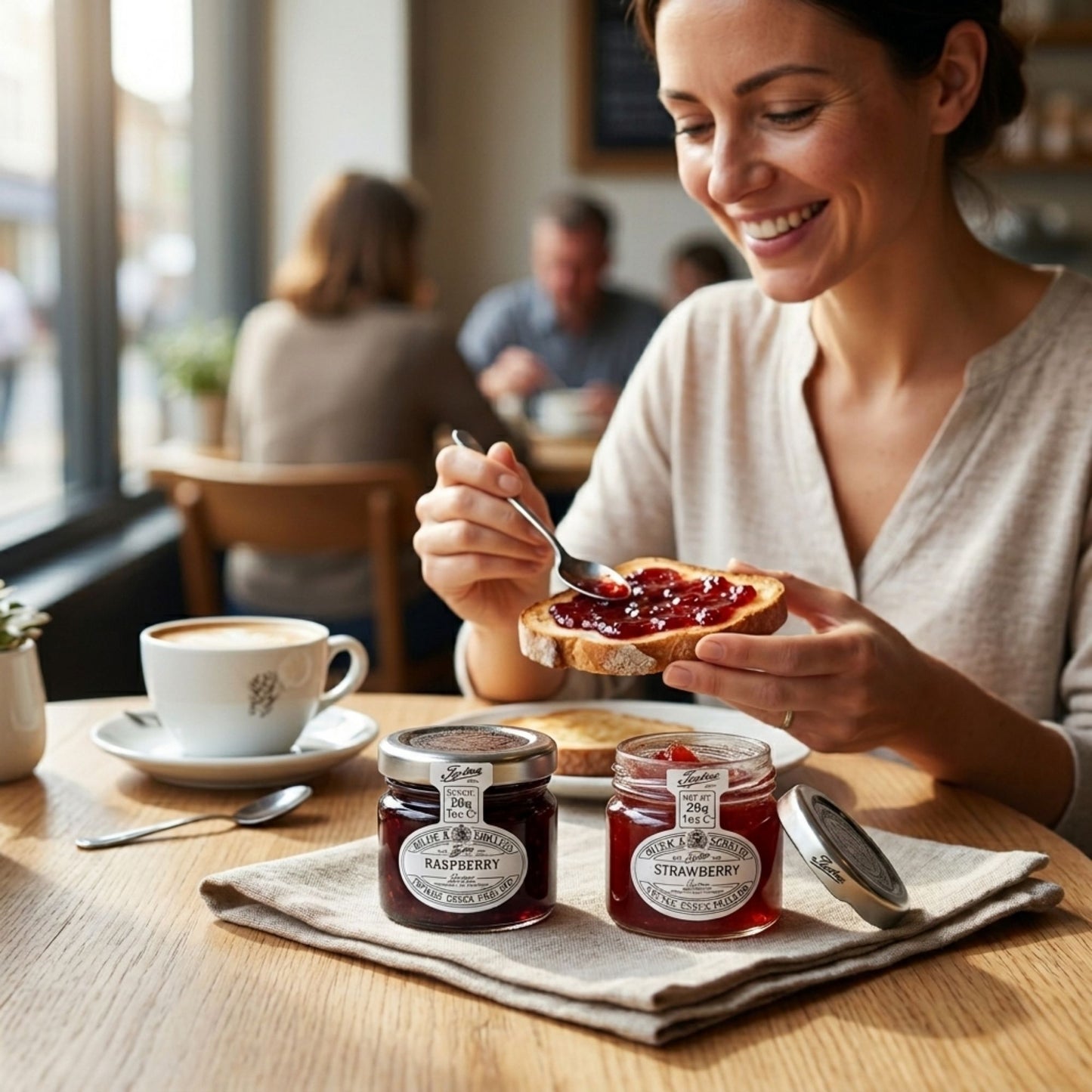 Convenient 28g jam portions for toast, pastries, and tea