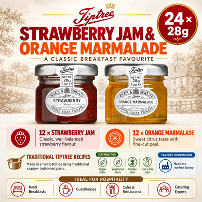 Tiptree mini jam and marmalade jars for breakfast