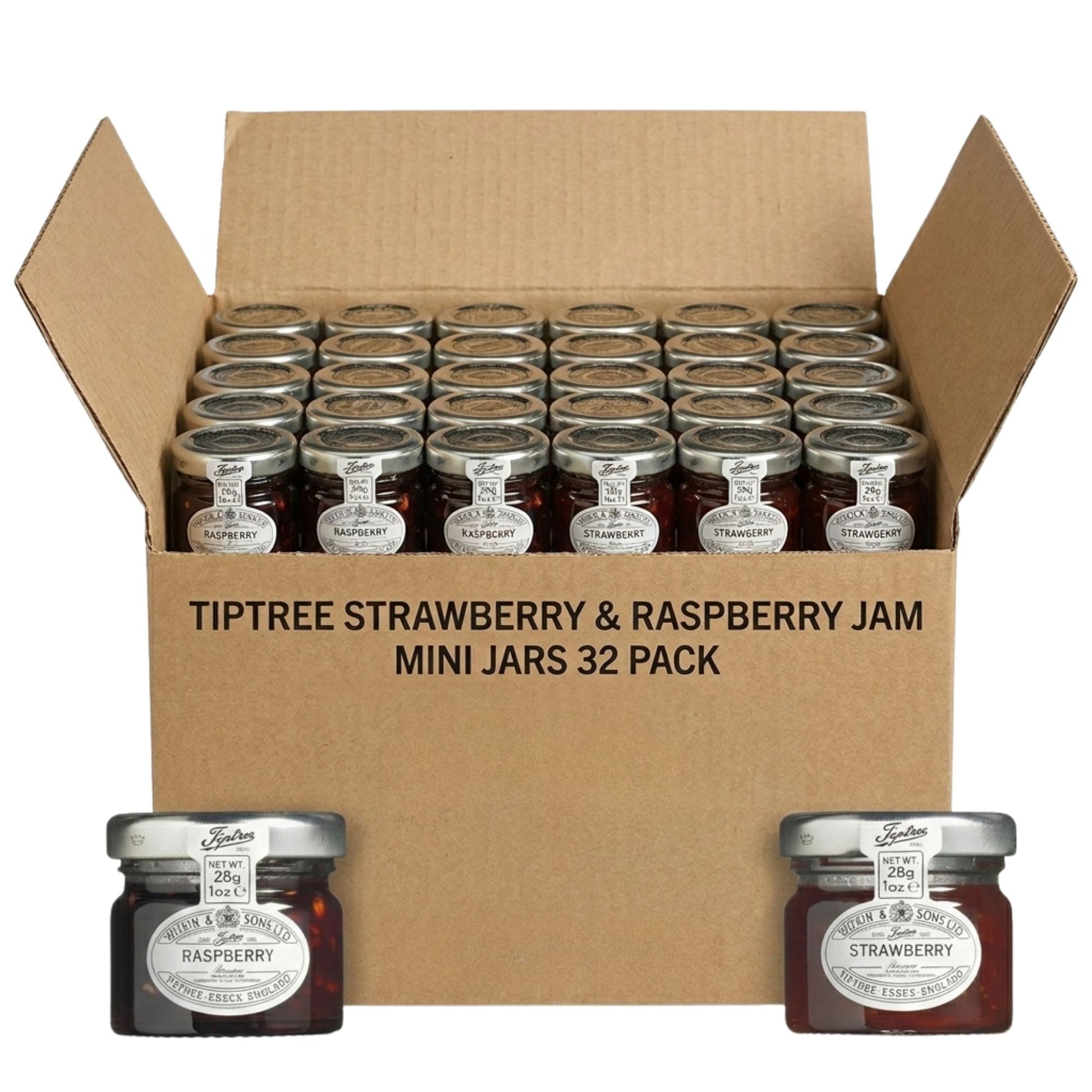Tiptree mini jam jars 28g strawberry and raspberry pack of 32