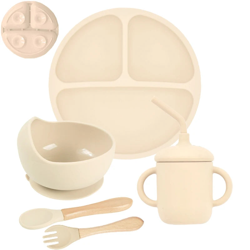 Toddler feeding plate with spoon and fork set