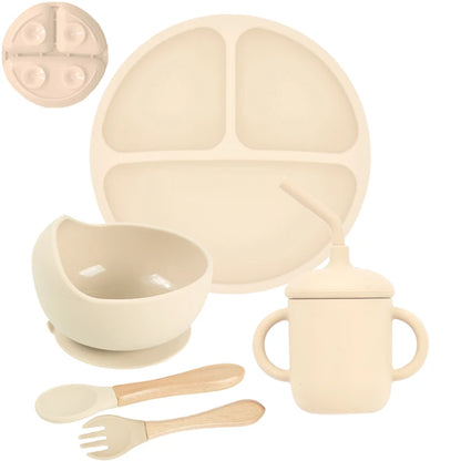 Toddler feeding plate with spoon and fork set