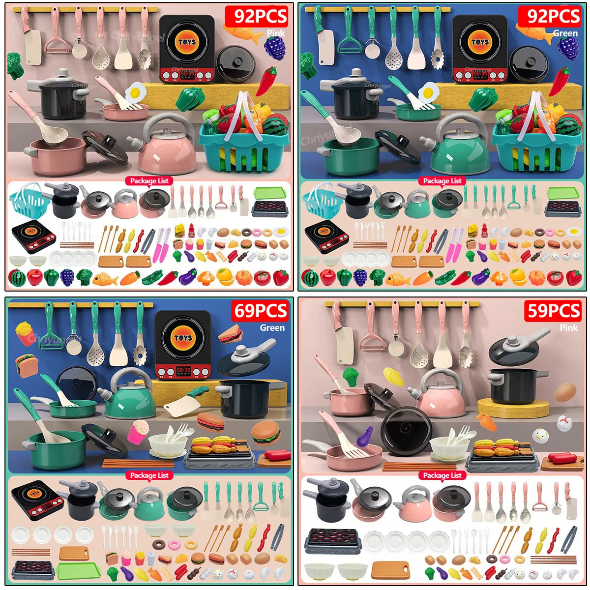 Kitchen play food and cookware set for toddlers age 3 plus