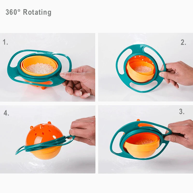 Toddler self-feeding bowl with rotating inner compartment