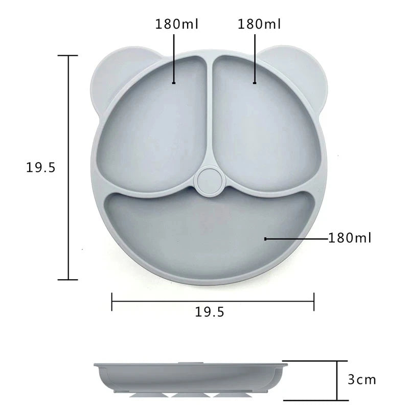 Soft silicone kids feeding tableware set