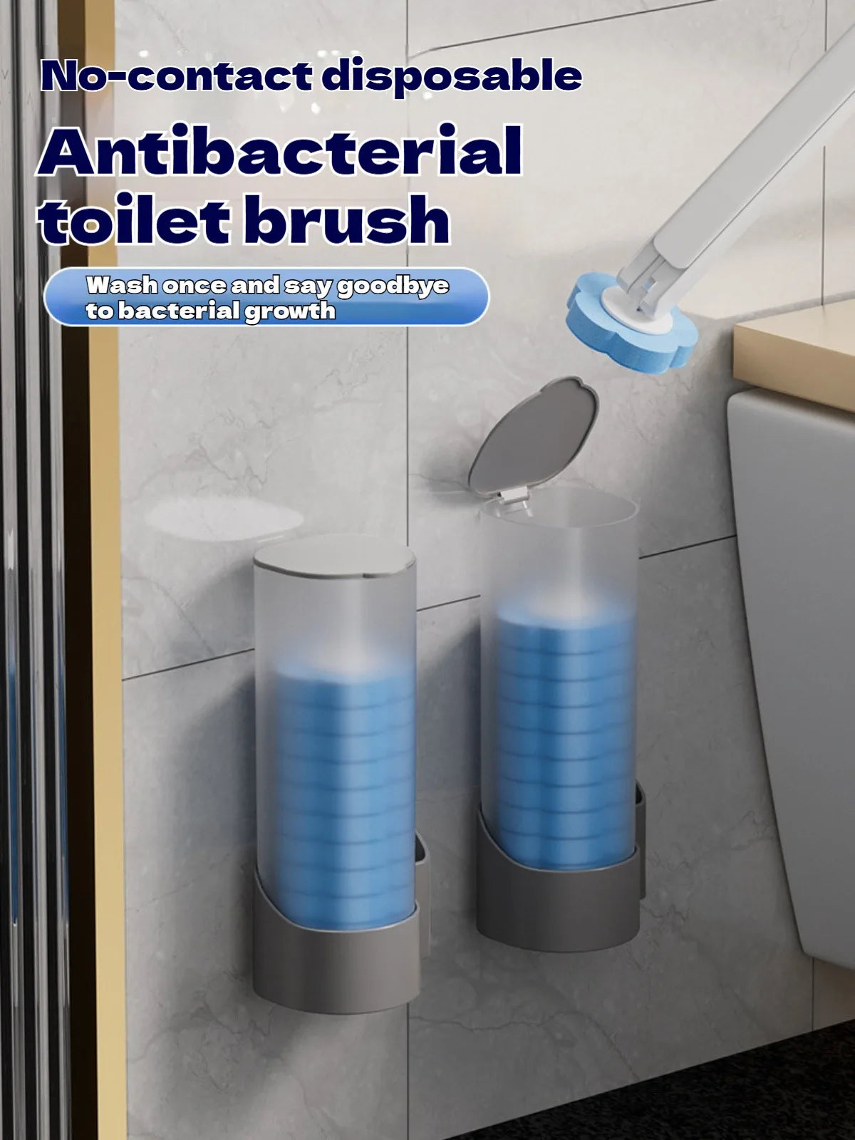 Long reach toilet cleaning brush