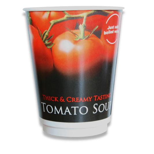 Tomato Soup 12oz foil-sealed drinks available in 10 cups or 150 cups