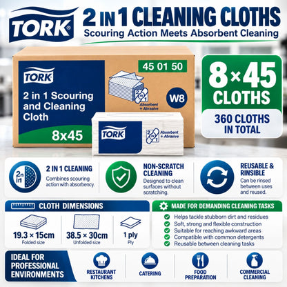 Tork reusable abrasive and absorbent cleaning wipers