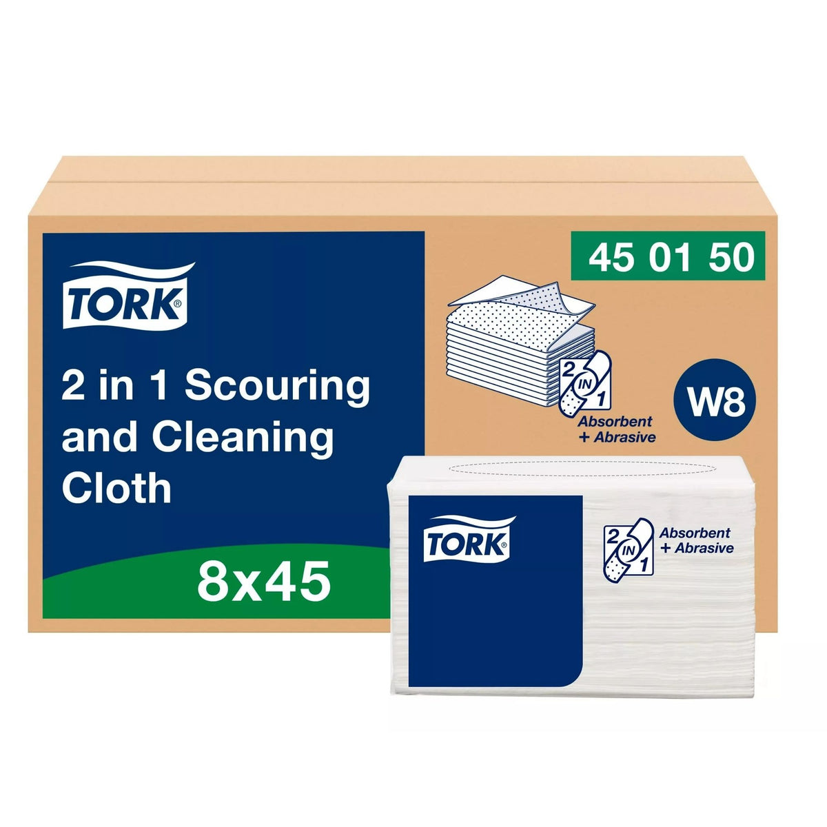 Tork 2 in 1 Scouring and Cleaning Cloths 8 x 45