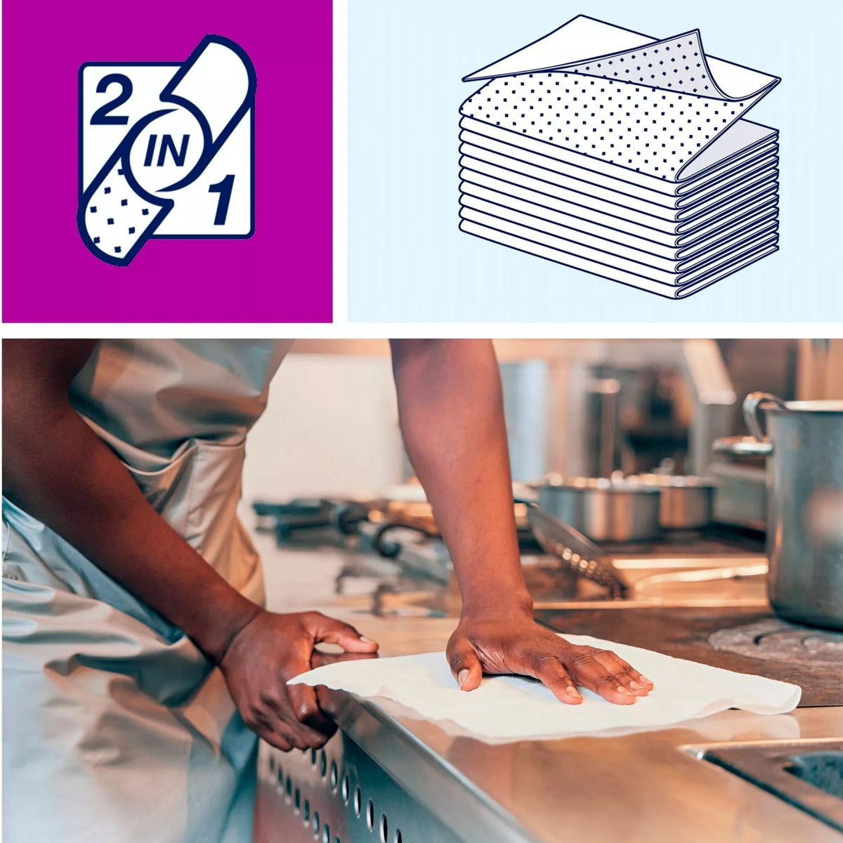 Non-scratch Tork scouring and cleaning cloths