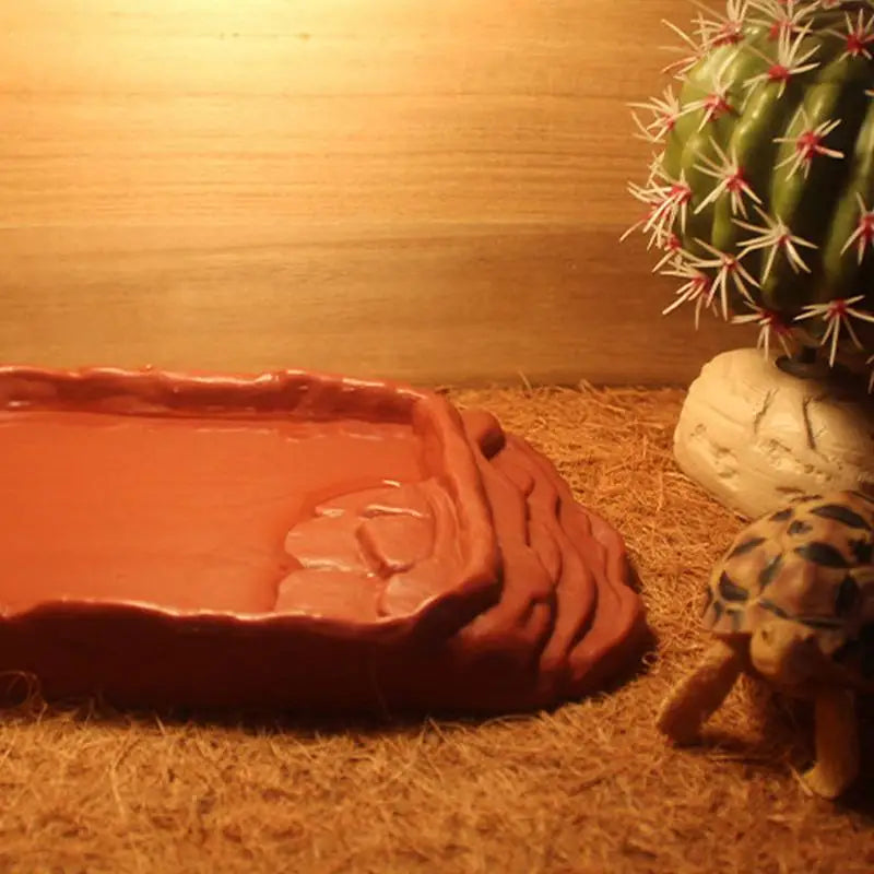 Reptile bathing pool with anti slip steps