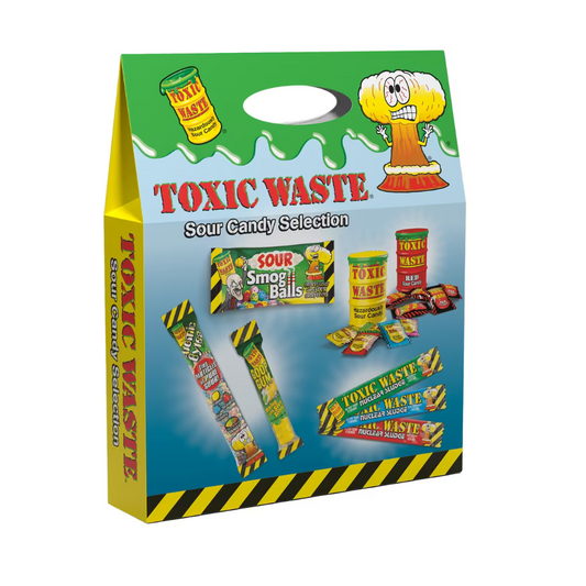 Toxic Waste Sour Candy Selection Box 295g with handle