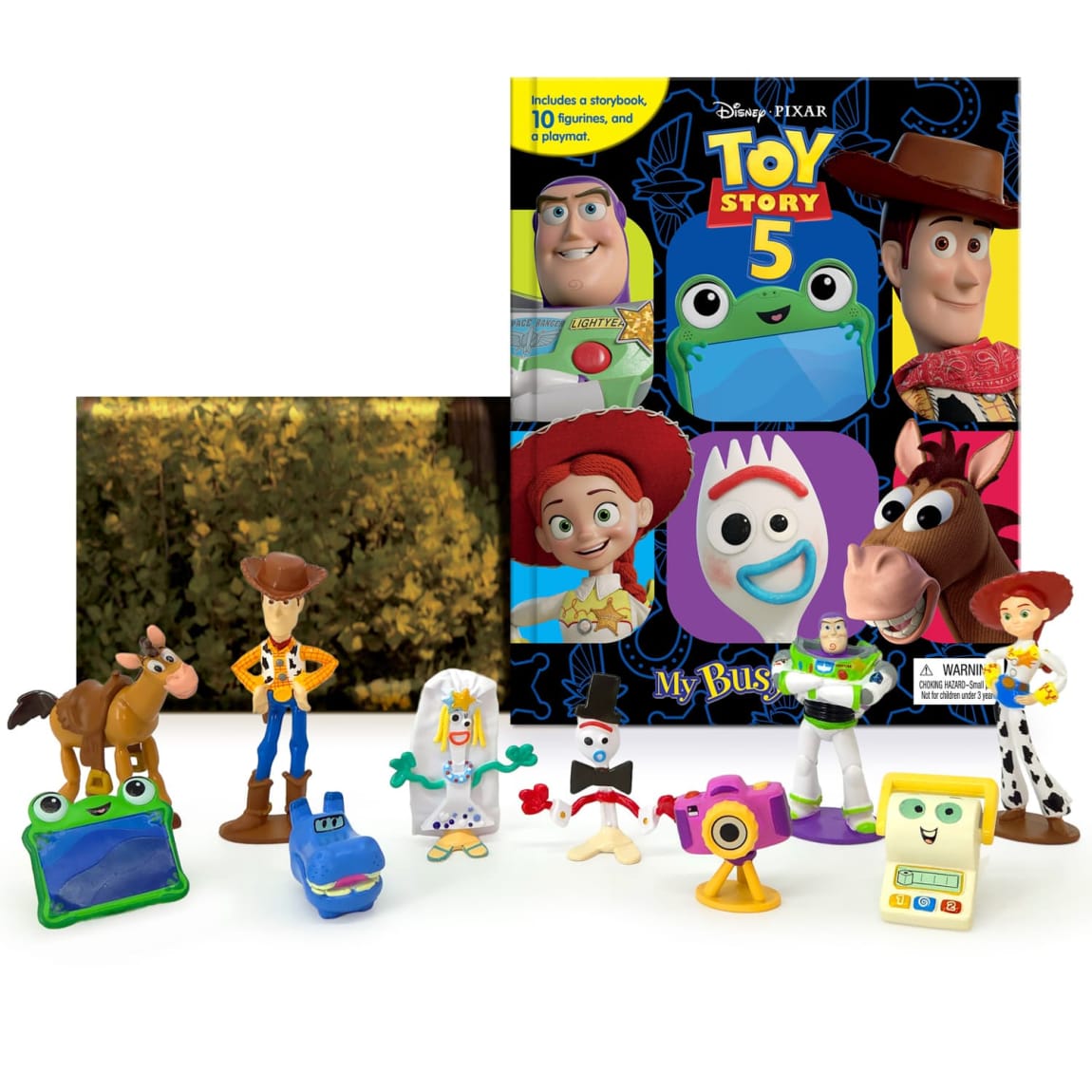Toy Story character figurines included with activity book