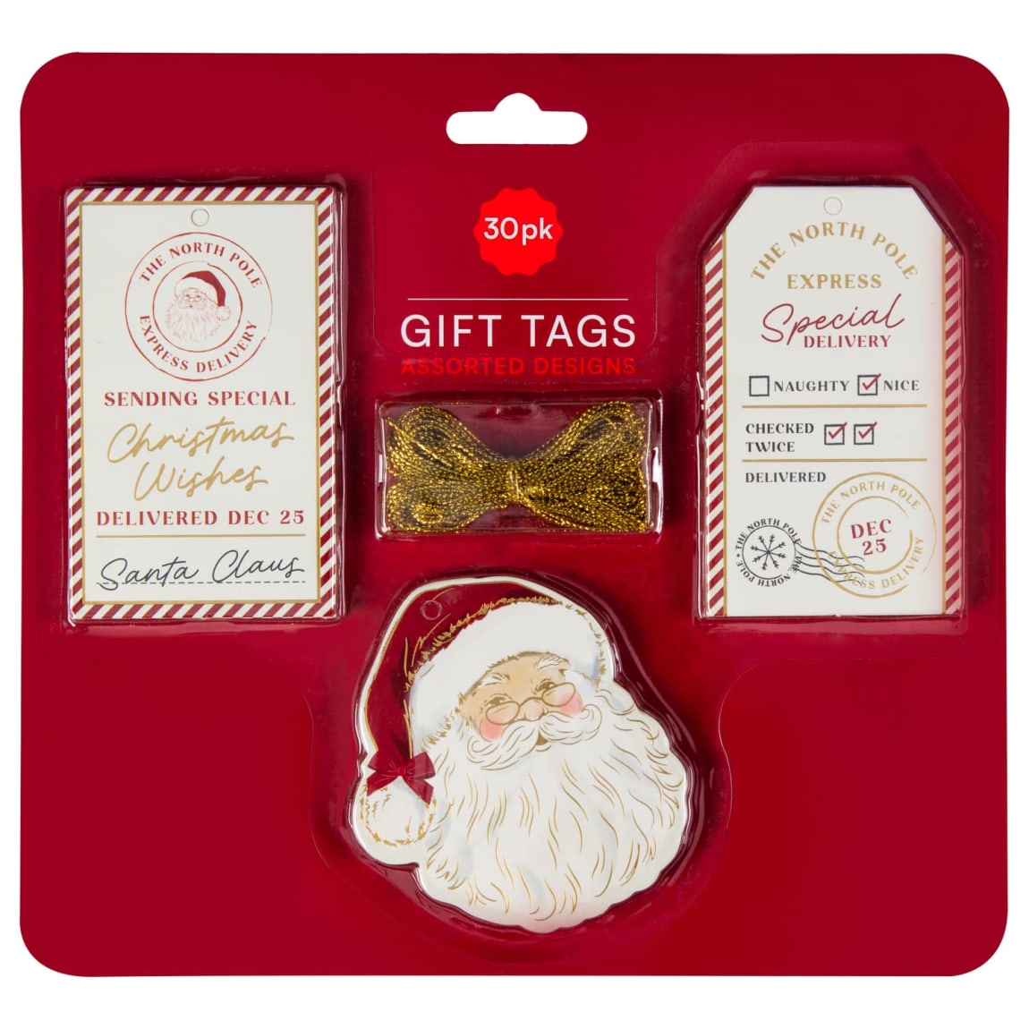 Traditional Christmas Gift Tags 30pk with vintage festive designs