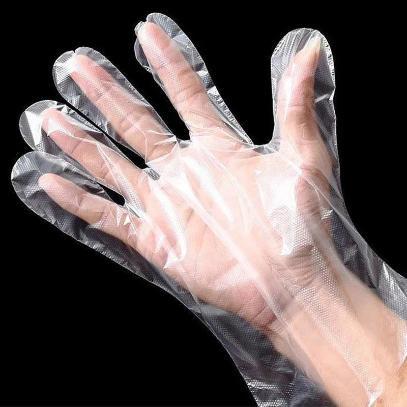 Transparent disposable gloves made from PE material