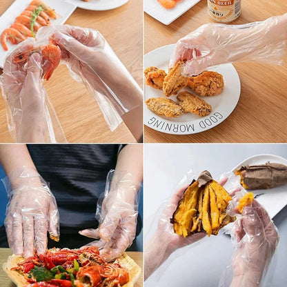 Transparent disposable kitchen gloves
