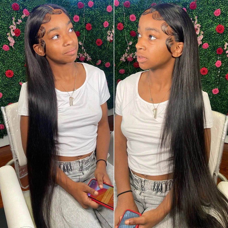 Middle part HD lace straight wig style