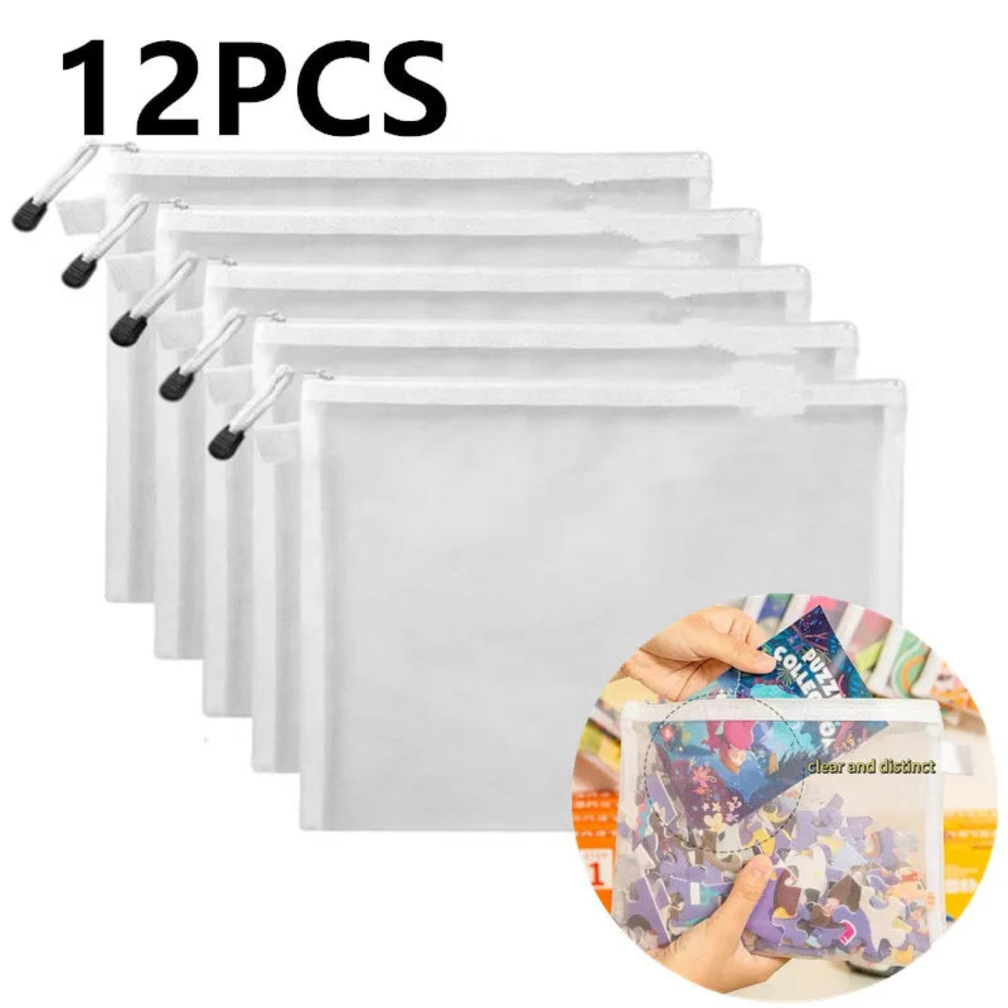12pc transparent mesh storage bags for children's toys