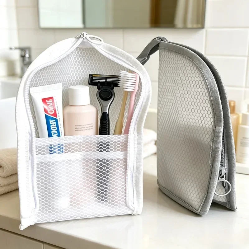 Travel toiletry organiser for keeping bathroom essentials separated