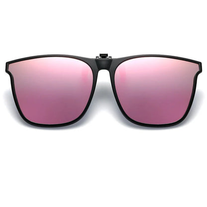 Round clip on sunglasses hinge mechanism attachment clip