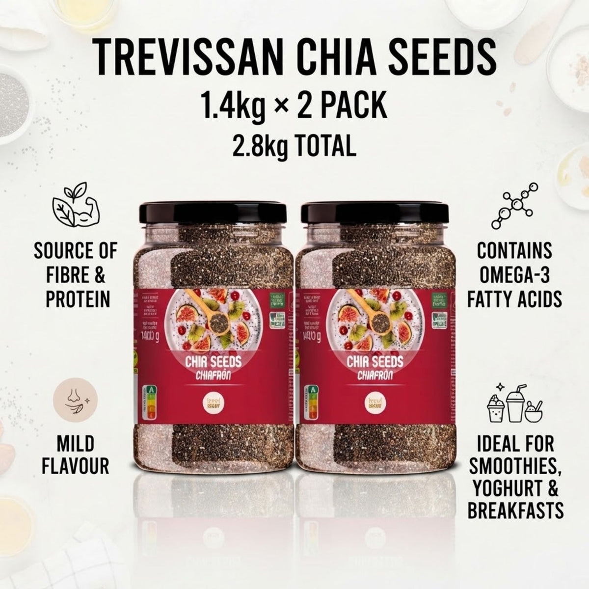Two packs of Trevissan chia seeds
