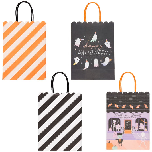 Trick or Sweet Halloween Treat Bags 8-pack with four spooky designs