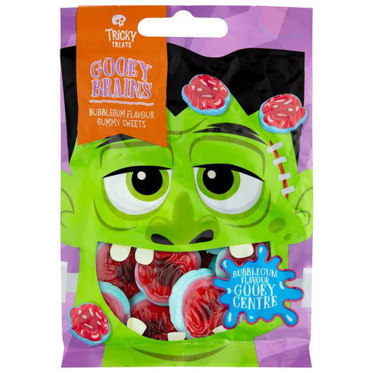 Tricky Treats Gooey Brains 140g bubblegum-flavoured chewy brain-shaped gummies