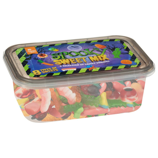 Halloween party candy tub with assorted gummies