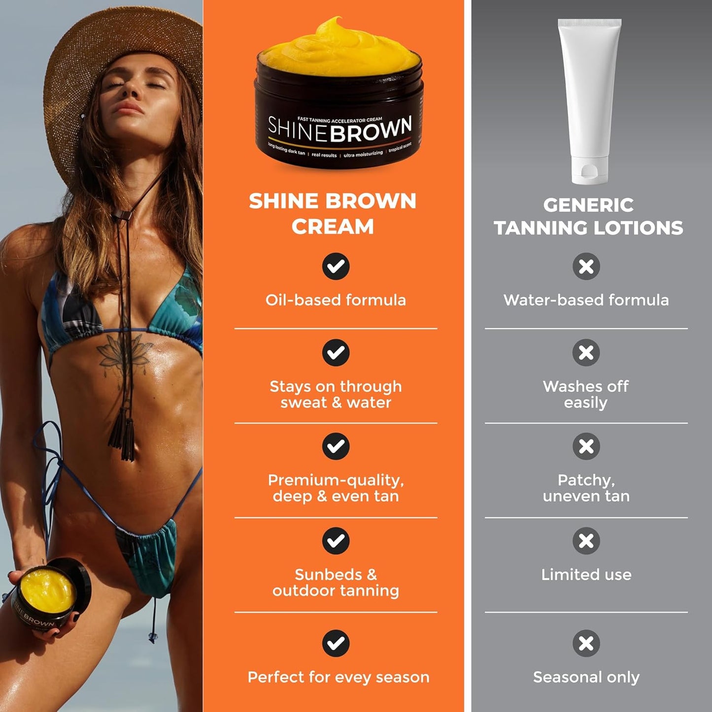 Walnut oil and cacao butter tanning cream