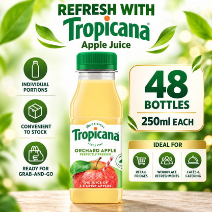 Case of 48 Tropicana 250ml apple juice bottles