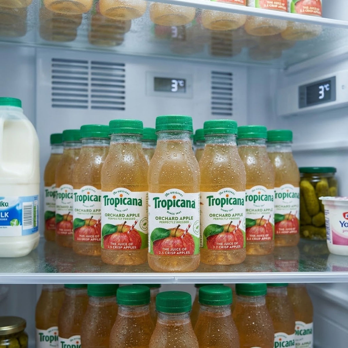 Bottled apple juice in a convenient 250ml size