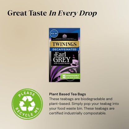 Cup of decaf Earl Grey tea with bergamot and lemon