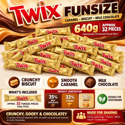 640g pack of Twix Funsize biscuit snack bars