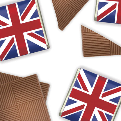 British-themed individually wrapped milk chocolates